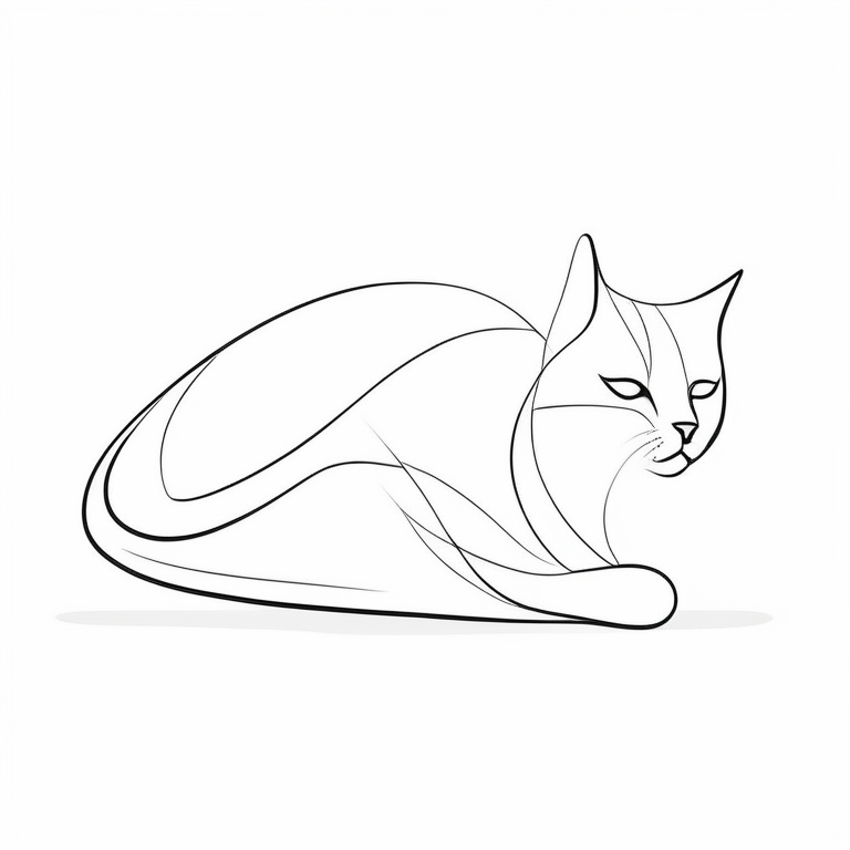 极简主义线条艺术猫咪