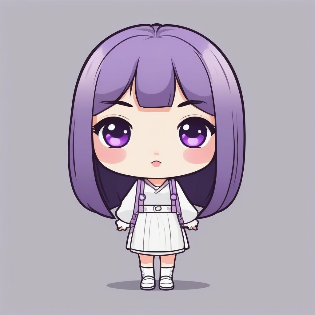 极简紫色发夹Q版女孩梦幻风格