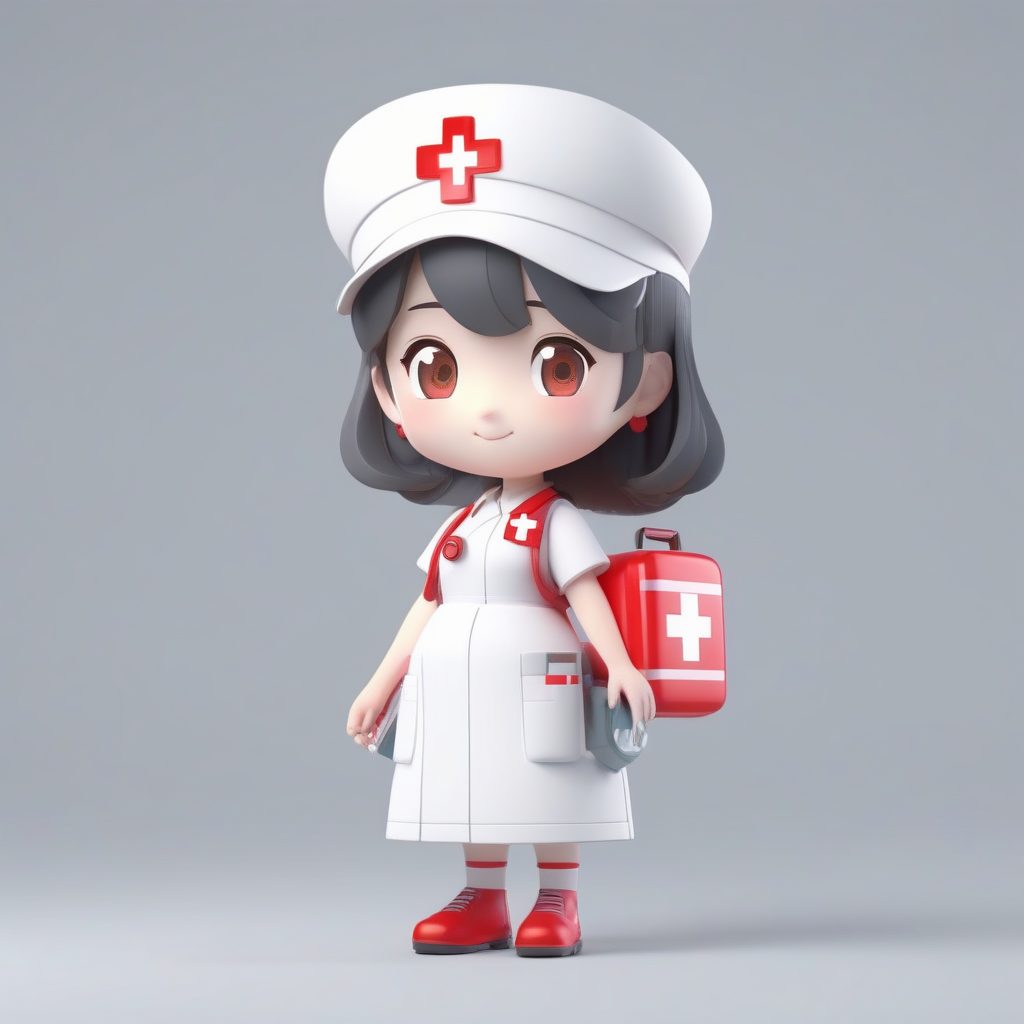 急救箱Q版护士：温柔微笑，手持医疗包的3D盲盒模型