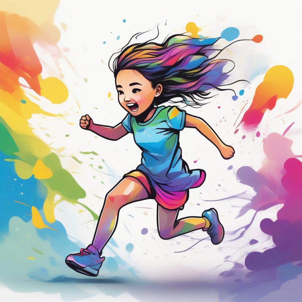 疾速奔跑:动态线条捕捉下的Q版女孩与水彩爆发 7 疾速奔跑:动态线条捕捉下的Q版女孩与水彩爆发