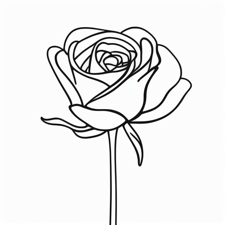 极致极简线条艺术的单瓣玫瑰