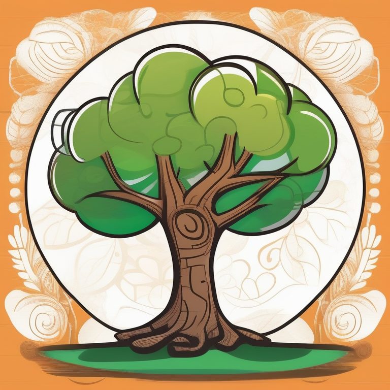 剪贴画风格的儿童涂鸦大树