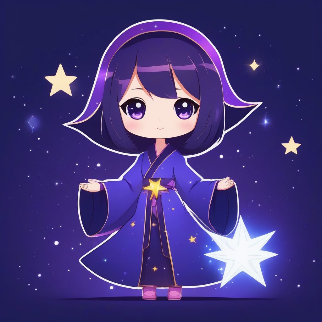 简约2D卡哇伊Q版星空女巫AI绘画提示词推荐