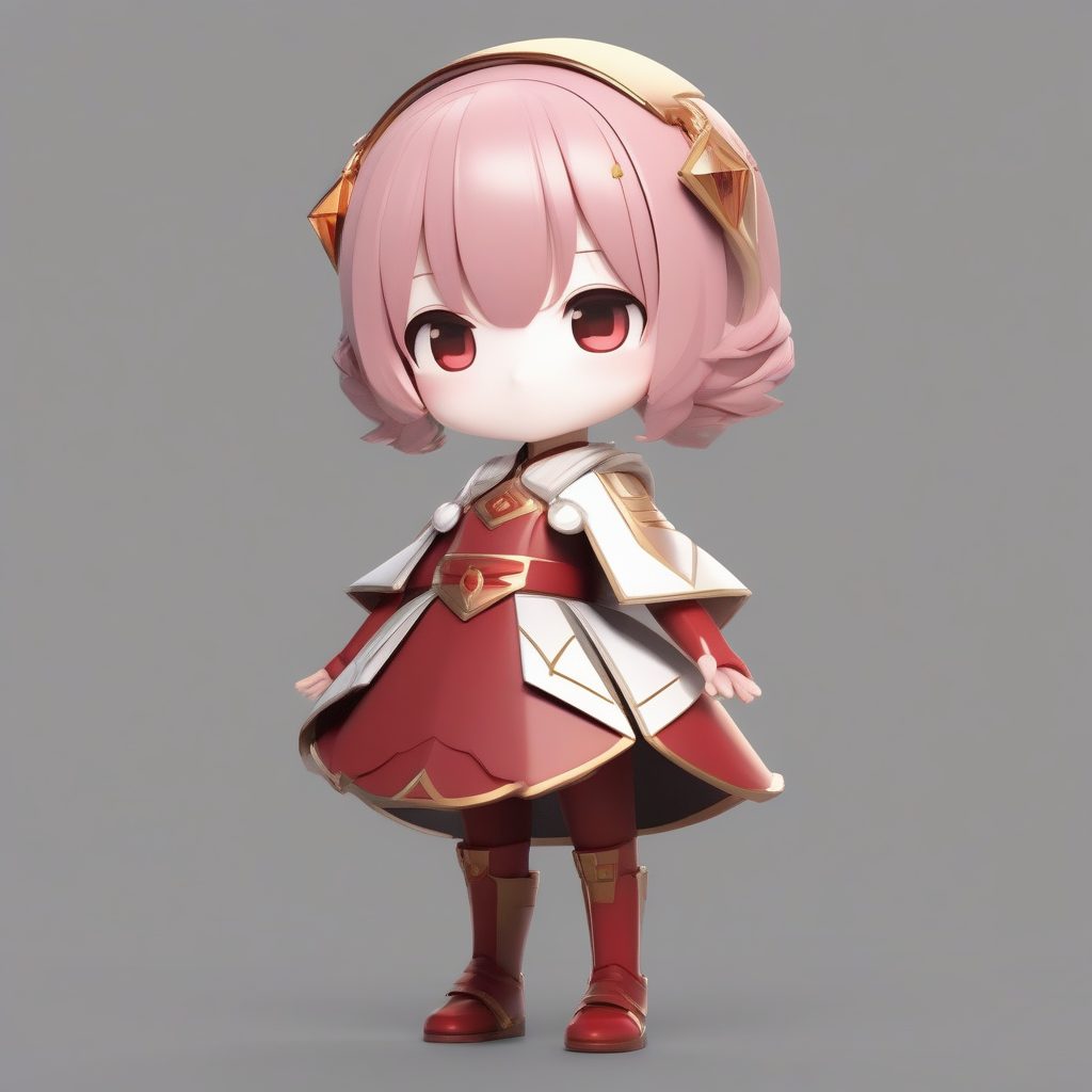 简约高定Q版时尚：8K光追渲染下的优雅站立手办