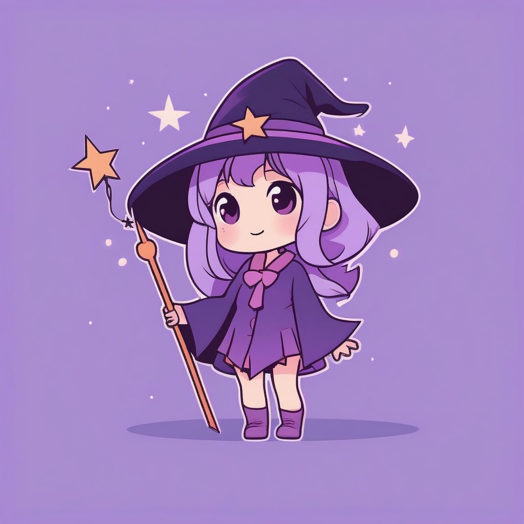 简约可爱风2D Q版女巫角色全身绘画提示词与创作技巧