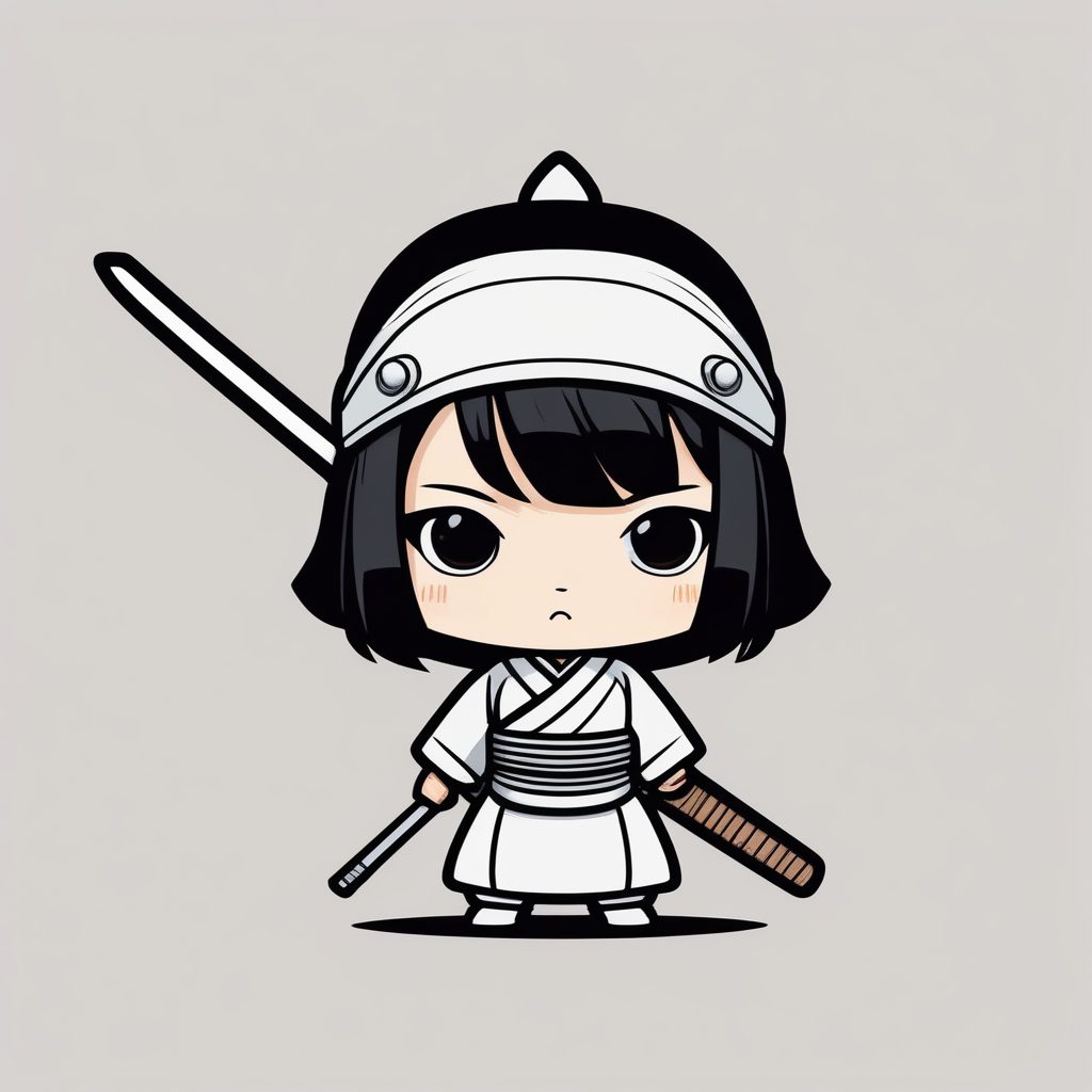 简约日式武士:Q版剑道少女木刀全身照纯黑背景提示词 9 简约日式武士:Q版剑道少女木刀全身照纯黑背景提示词