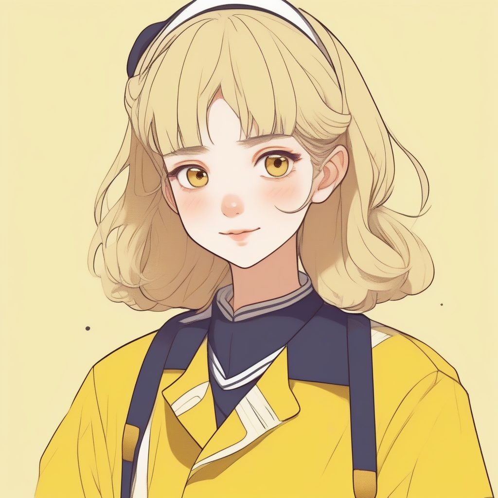 简约日系校服女孩：纯色背景下的二次元静物风格