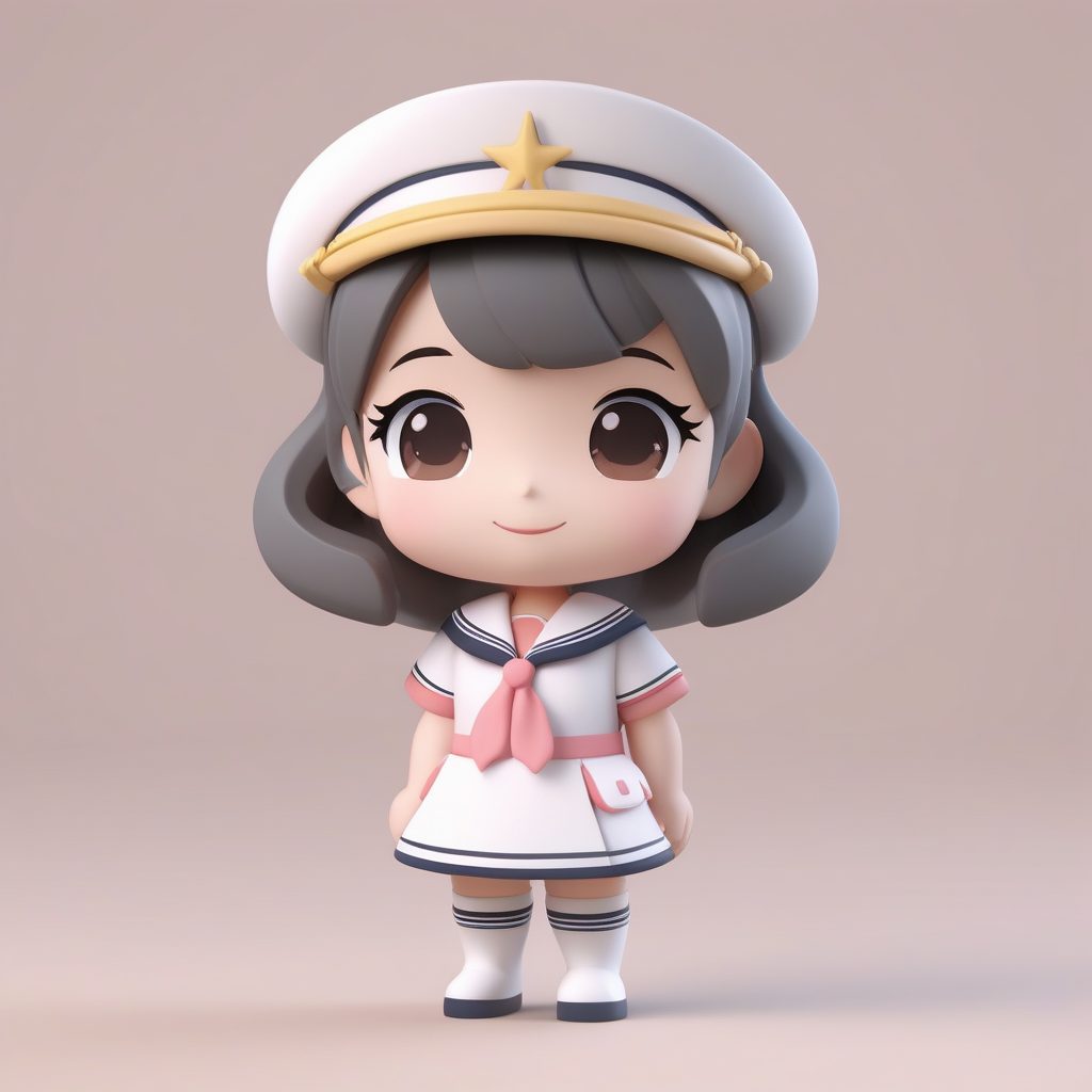 简约水手服极简Q版女孩粘土手办Octane渲染