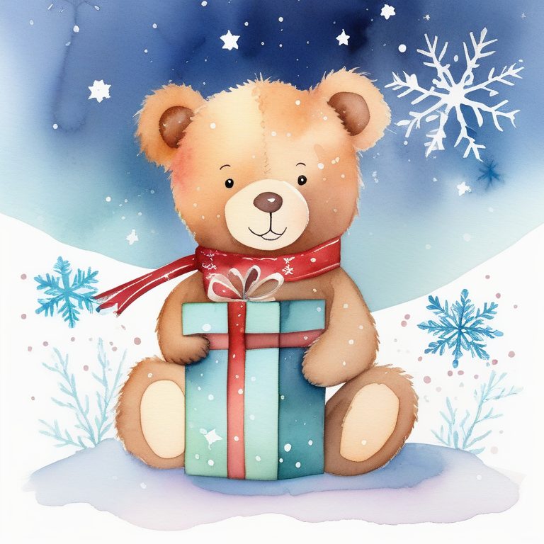 节庆水彩礼物小熊