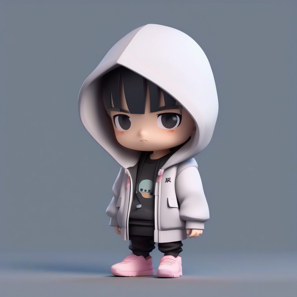 街头武士Q版：磨砂质感与强劲站姿3D盲盒渲染