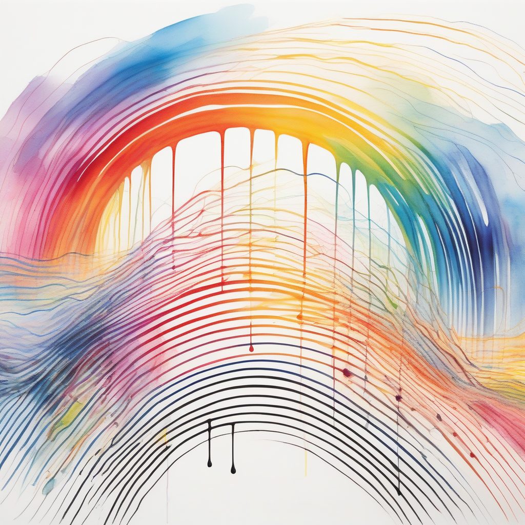 节奏的几何：极简线条与彩虹水墨的抽象声波