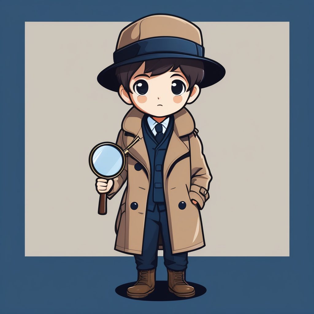 经典平面卡通风:Q版侦探男孩AI绘画关键词组合 1 经典平面卡通风:Q版侦探男孩AI绘画关键词组合