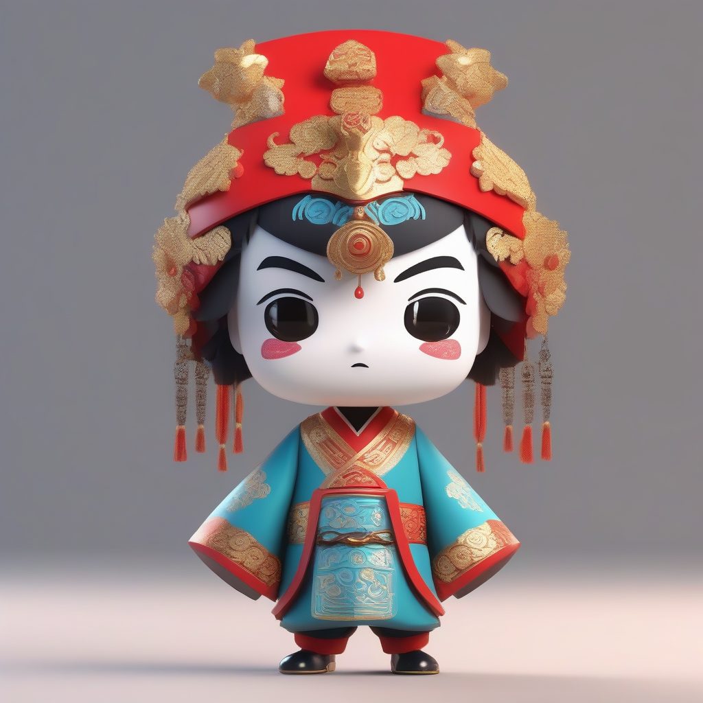 京剧小生Q版盲盒：C4D橡皮泥材质古风戏剧角色