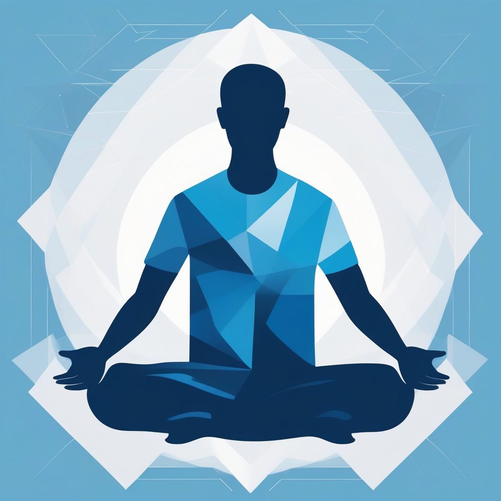 静谧冥想人物剪影 T恤设计：几何纯色块平和符号