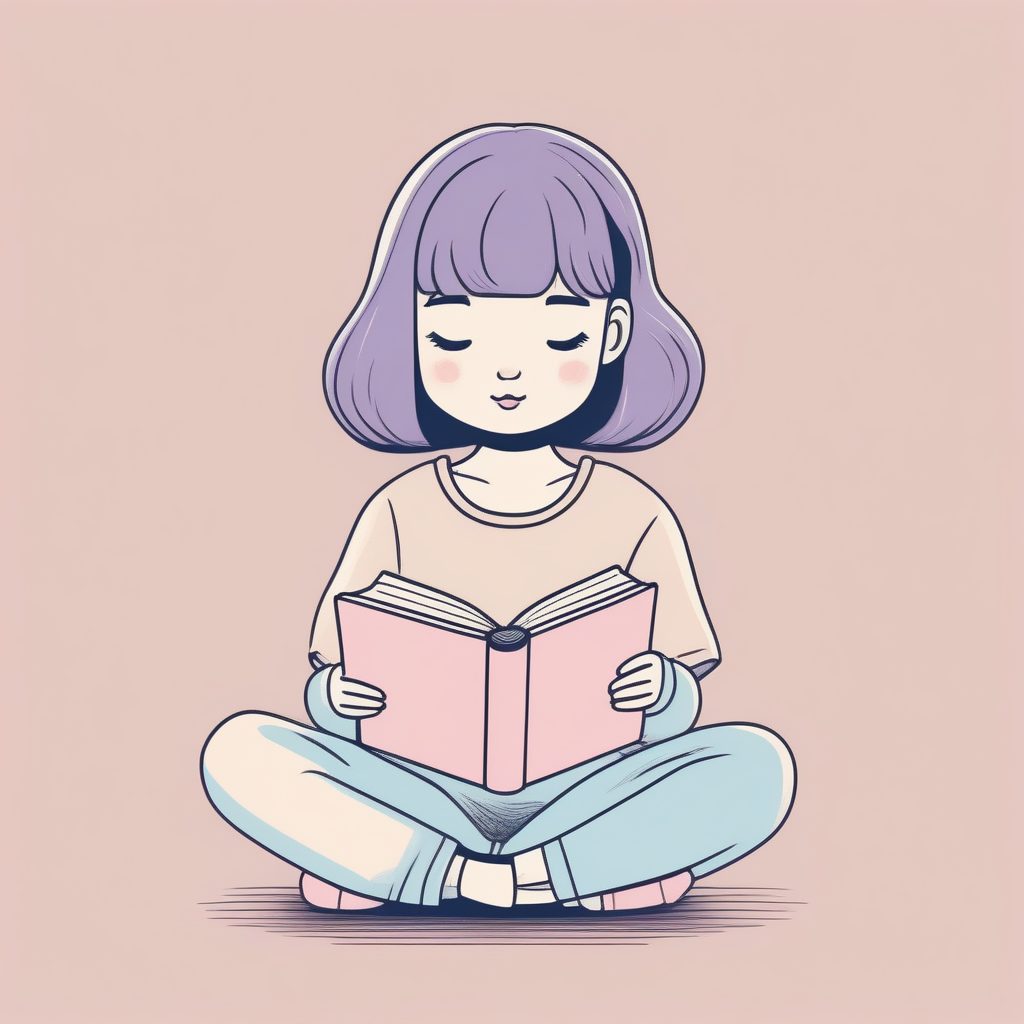 静谧阅读Q版少女：温柔配色，治愈系圆润插画提示词