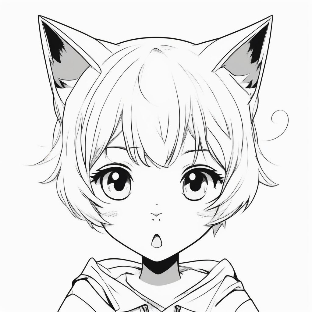 惊喜瞬间：猫耳二次元少女的极简风格大特写