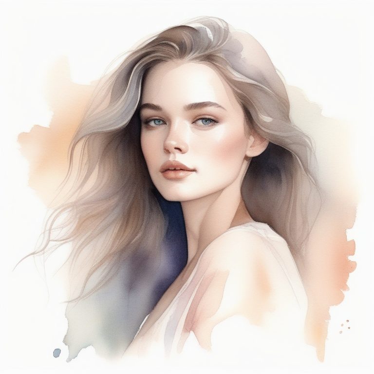 精致水彩时尚少女肖像