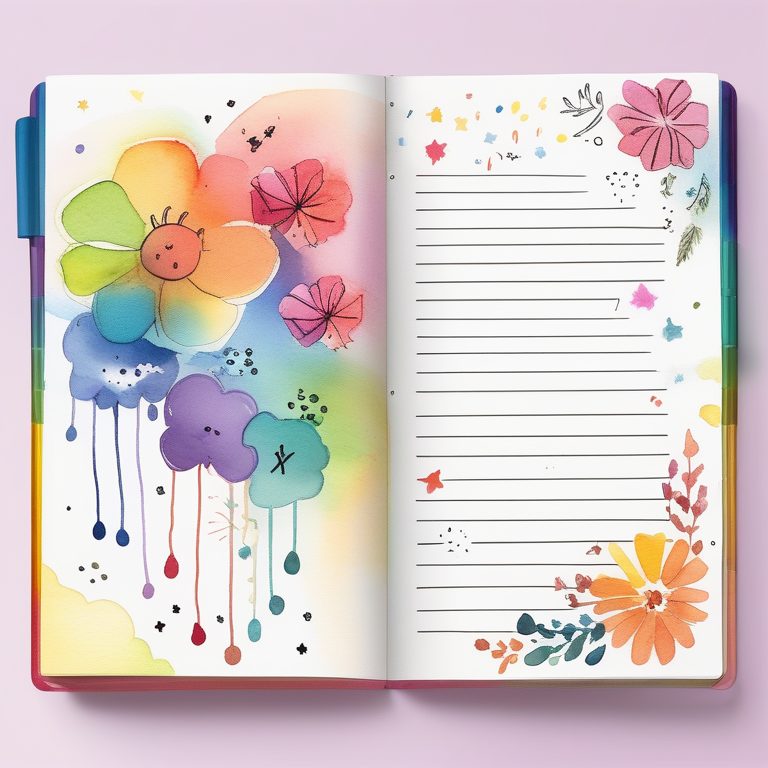 精致水彩涂鸦日记页-彩虹生活