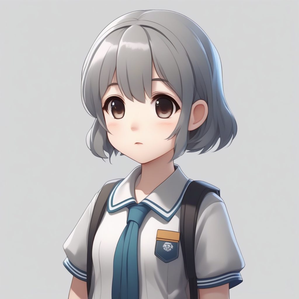 精致体积光校服Q版立绘：高度详细动漫插画全身提示词