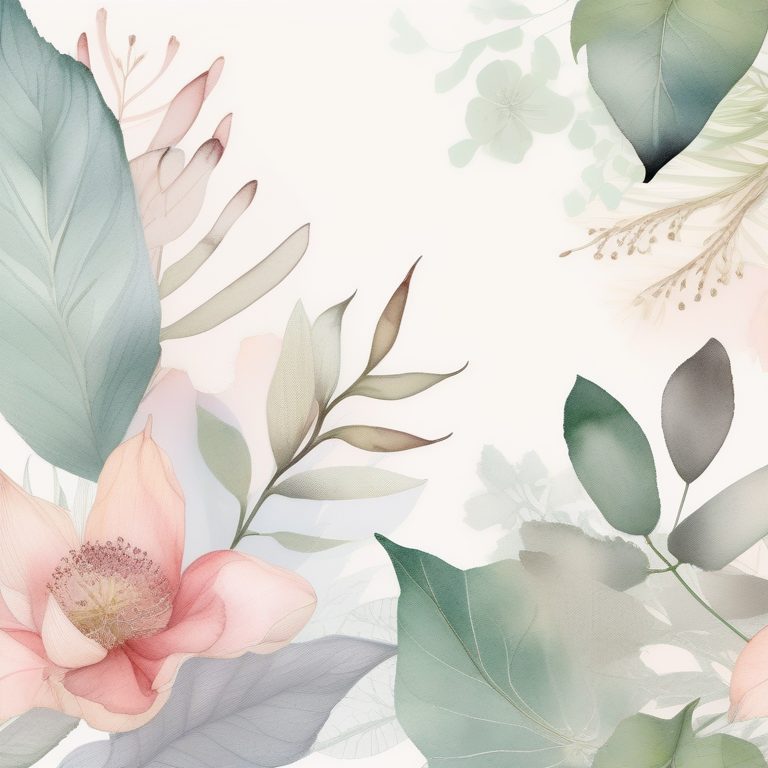 精致细节水彩植物拼贴画