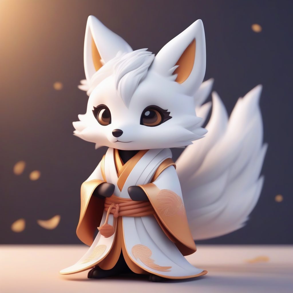 九尾狐妖Q版：丝滑光影全身动漫角色卡