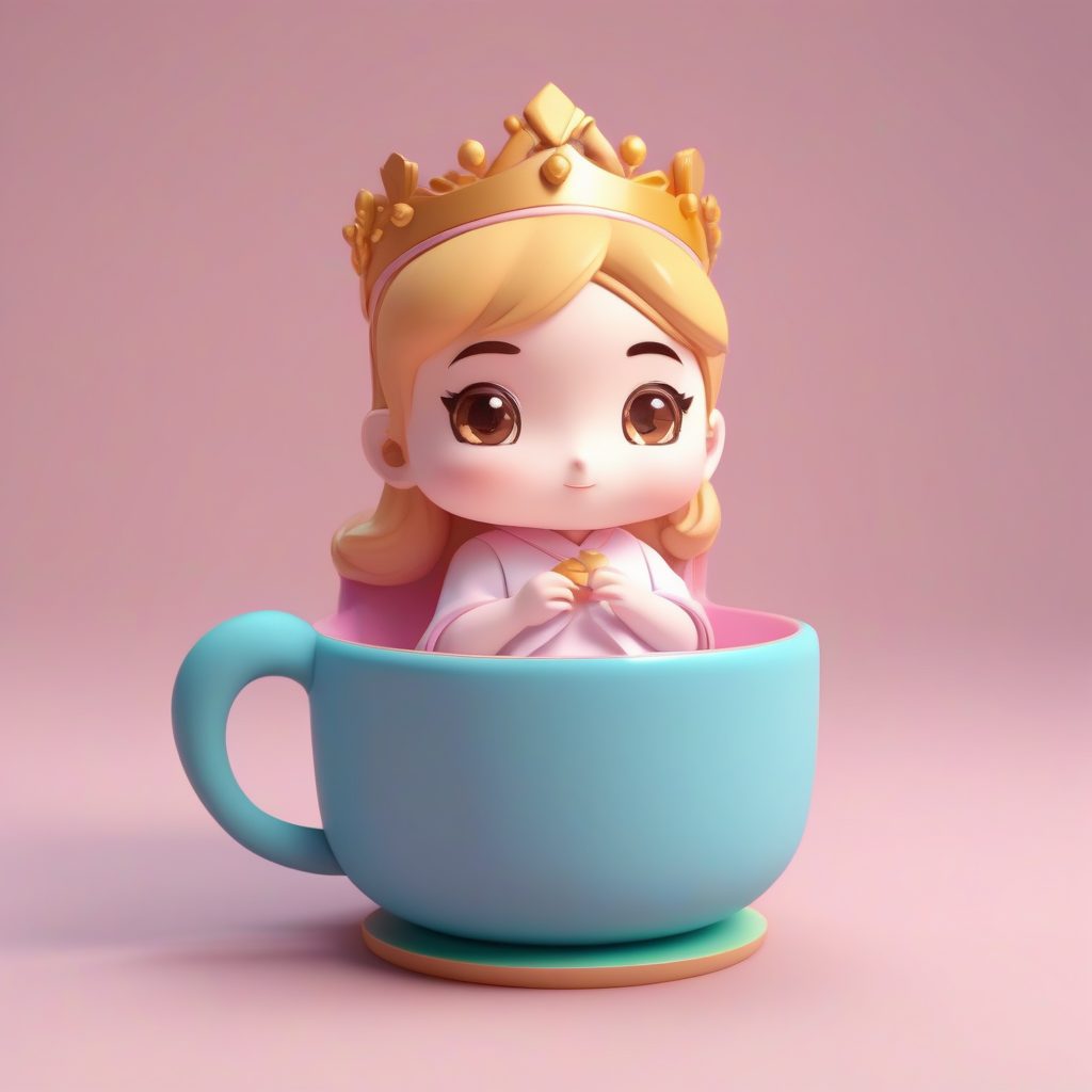 巨型茶杯逃亡：躲在茶杯里的淘气Q版公主手办