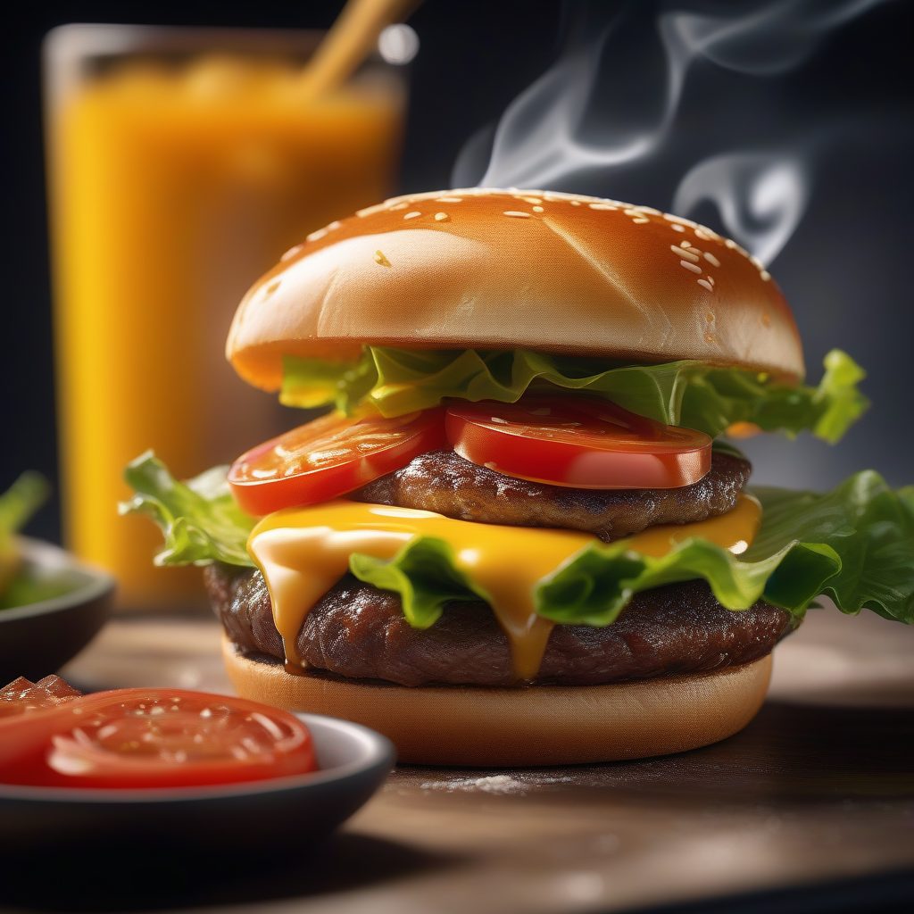 绝美米其林风格汉堡包：升腾蒸汽下的极致微距美食摄影