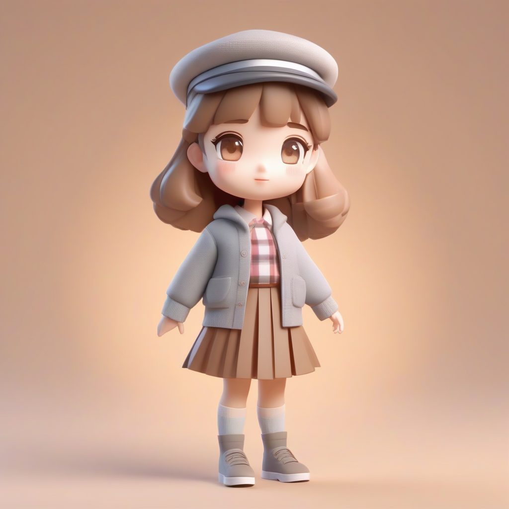 咖啡馆治愈系JK：秋日毛衣与热饮主题C4D手办