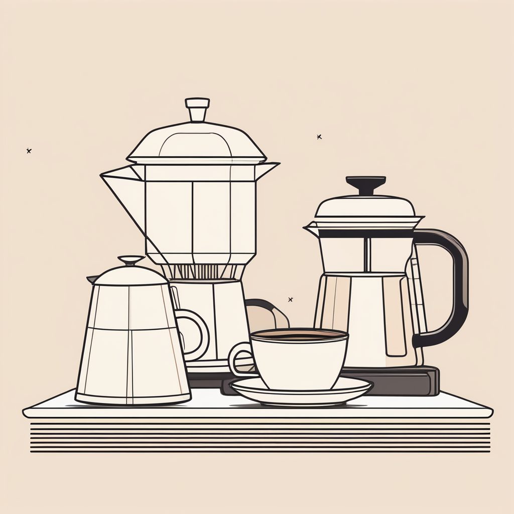 咖啡时光：扁平化设计极简摩卡壶静物海报插画