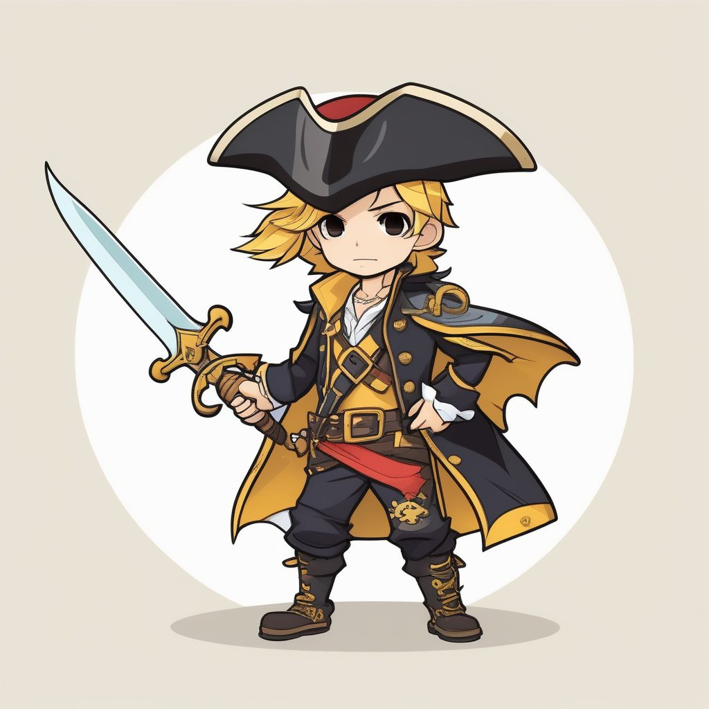 卡通2D Q版淘气海盗男孩：极简可爱全身立绘