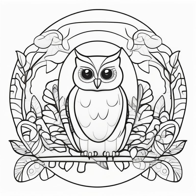 卡通插画涂色书动物页