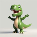 卡哇伊霸王龙Q版粘土:玩耍姿势全身照,纯森林绿背景 3 ka wa yi ba wang long q ban nian tu wan shua zi shi quan shen zhao chun sen lin lyu bei jing