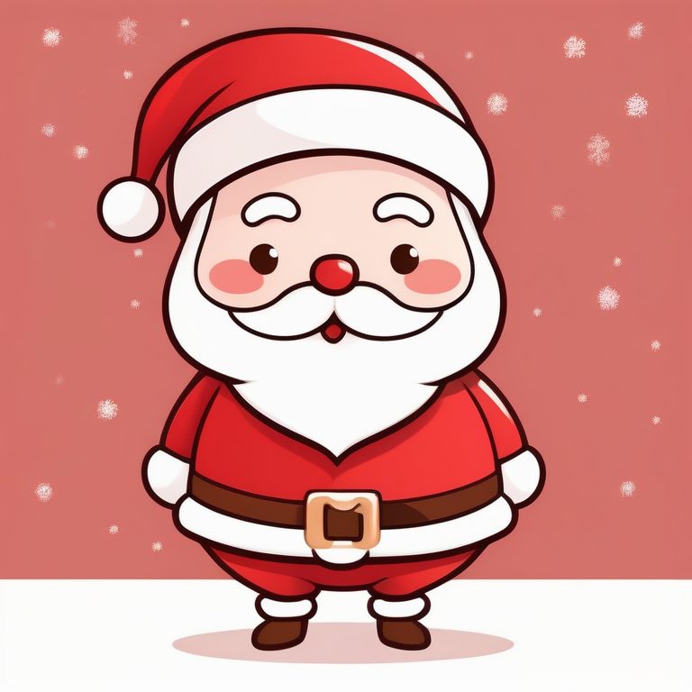 卡哇伊极简Q版圣诞老人头像插画