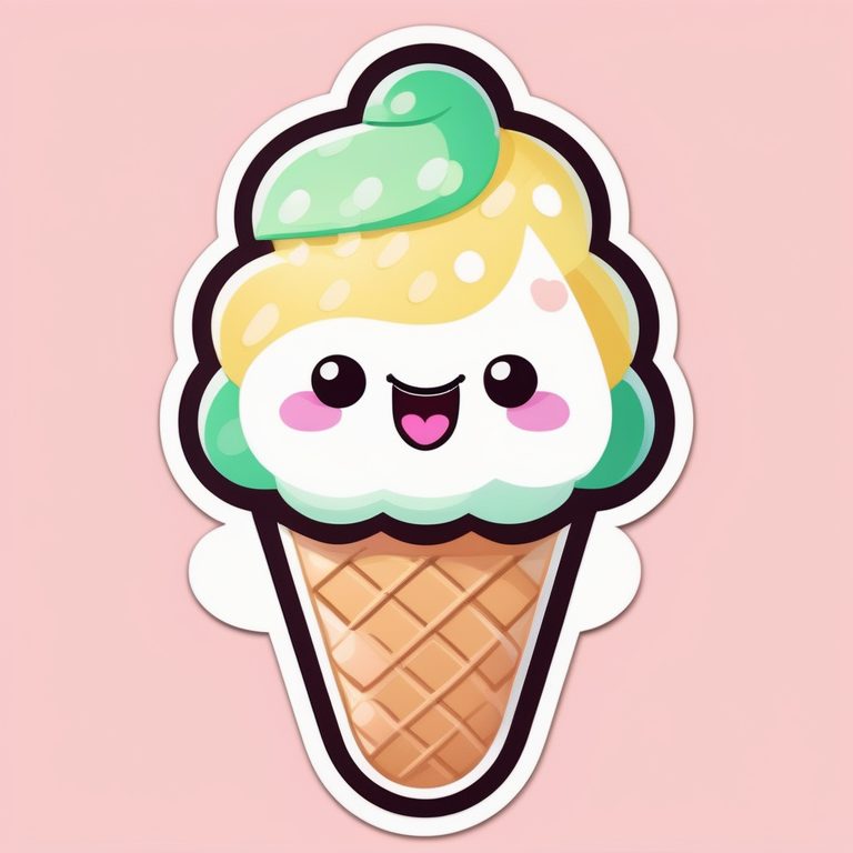 卡哇伊街头美食主题冰淇淋形象贴纸