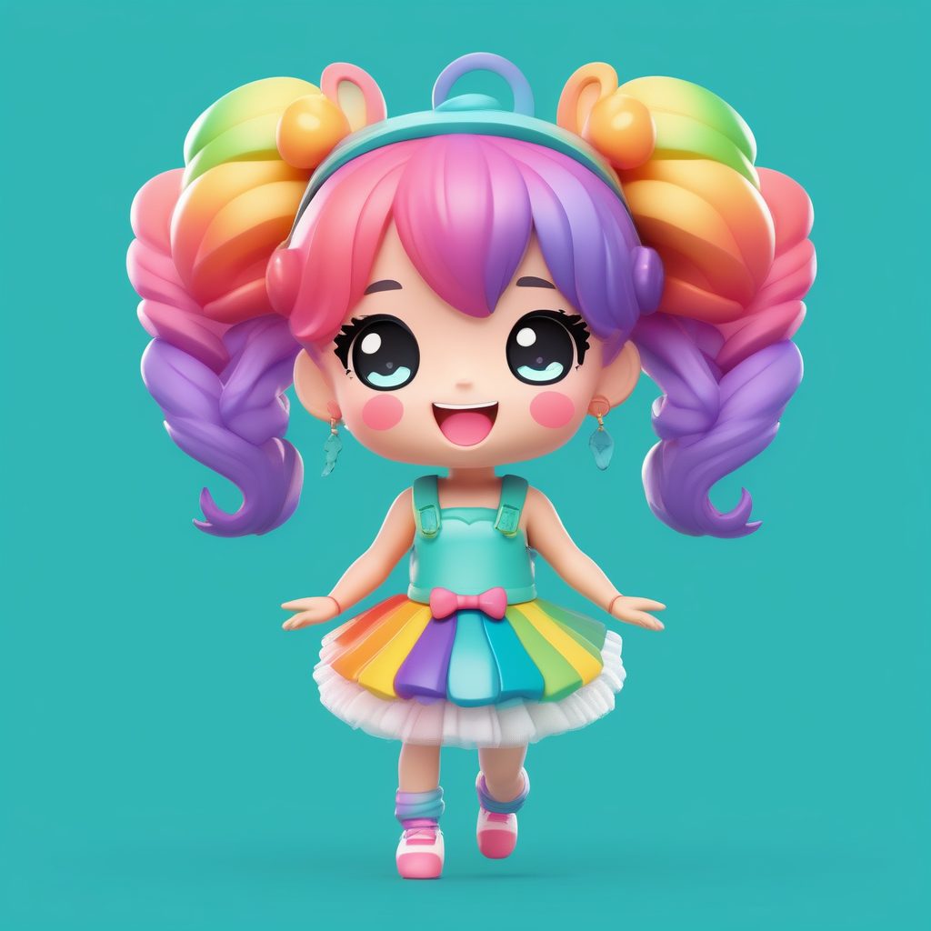 卡哇伊粘土质感彩虹发Q版芭蕾少女手办