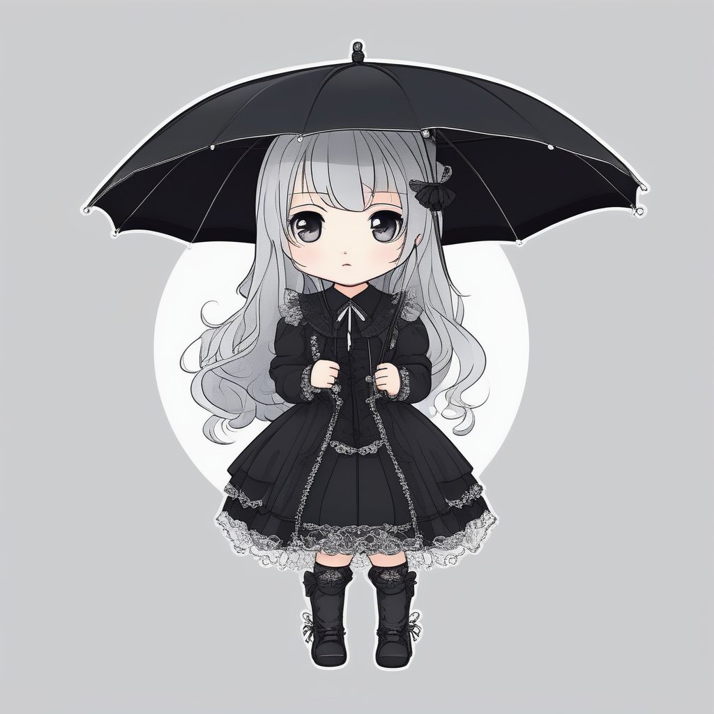 卡哇伊Q版哥特萝莉女孩：极简风格角色插画生成