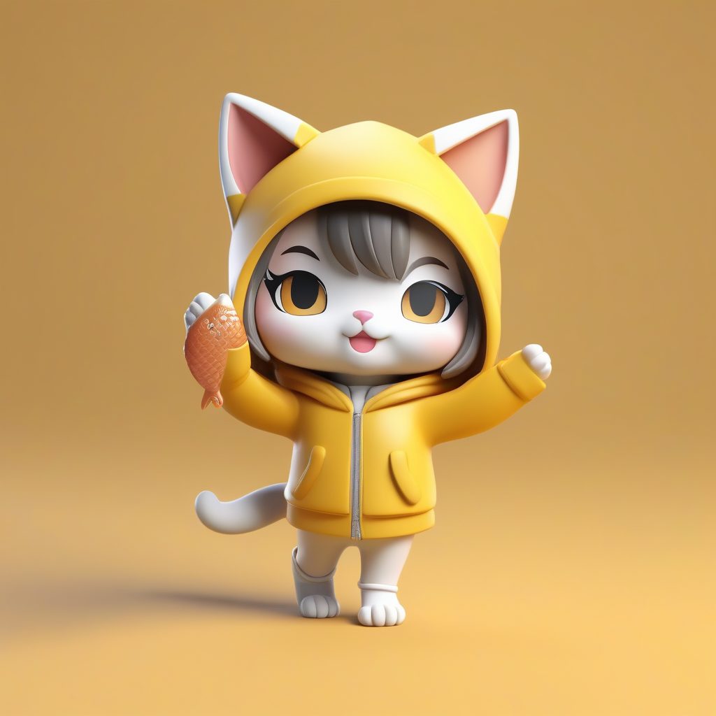 卡哇伊Q版猫咪粘土手办:全身站立照,高光3D渲染提示词 1 卡哇伊Q版猫咪粘土手办:全身站立照,高光3D渲染提示词