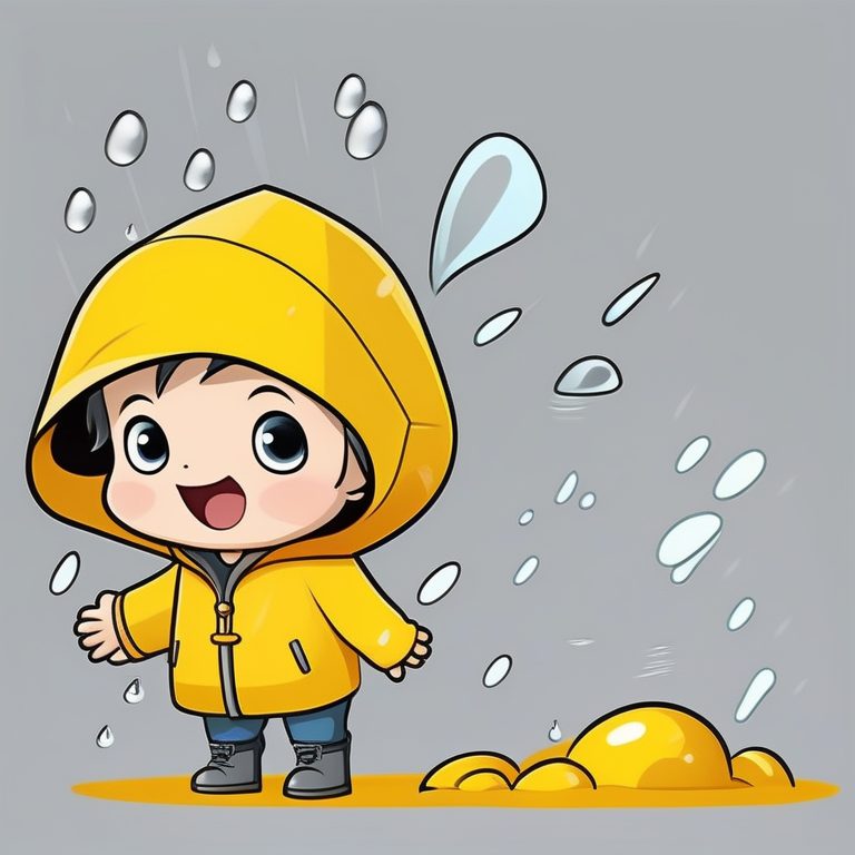 卡哇伊Q版男孩风格-黄色雨衣萌娃-下雨天表情