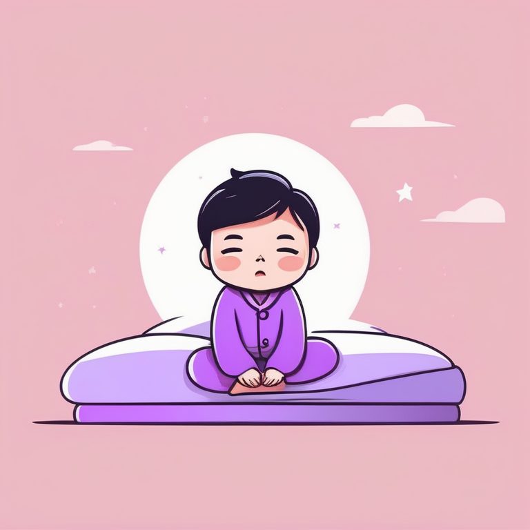 卡哇伊Q版男孩风格-紫色睡衣小懒虫-打哈欠萌态