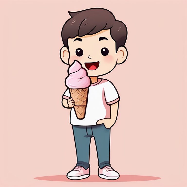 卡哇伊Q版男孩·夏日冰淇淋·呆萌面容