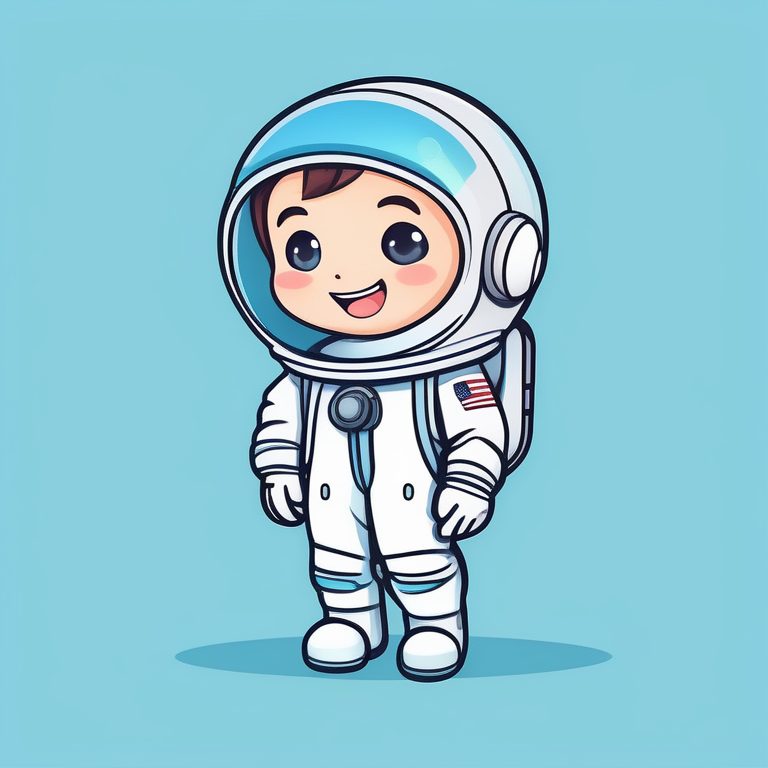 卡哇伊Q版男孩·宇航员姿态·极简风