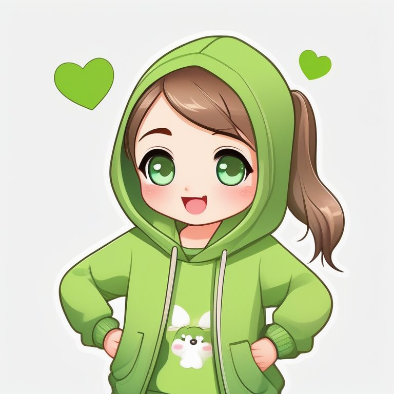 卡哇伊Q版双马尾女孩绿色系造型