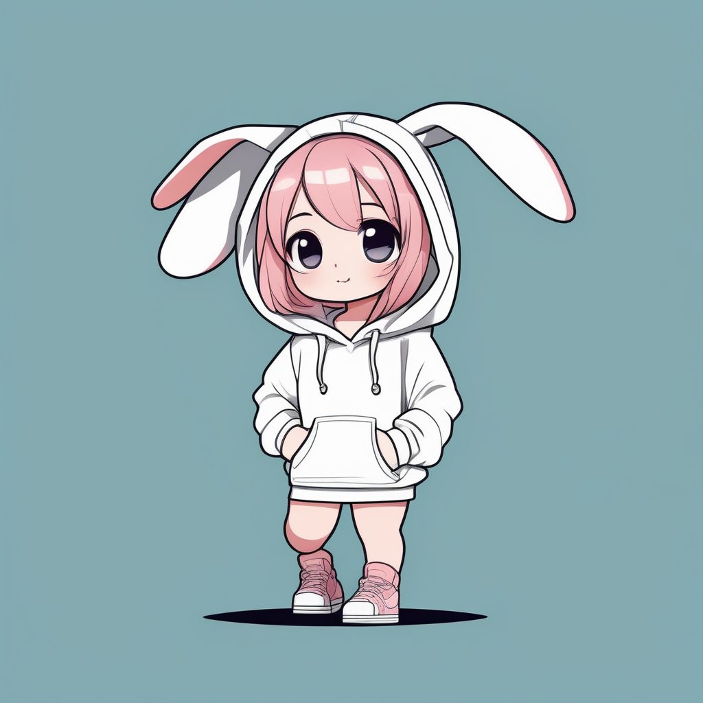 卡哇伊Q版兔耳卫衣女孩极简动漫插画教程