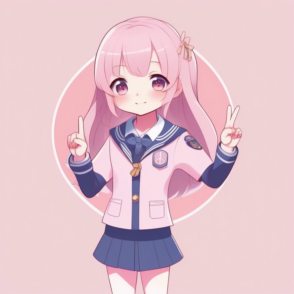 卡哇伊Q版校服女孩AI绘图教程：低饱和度马卡龙色系Cel Shading风格