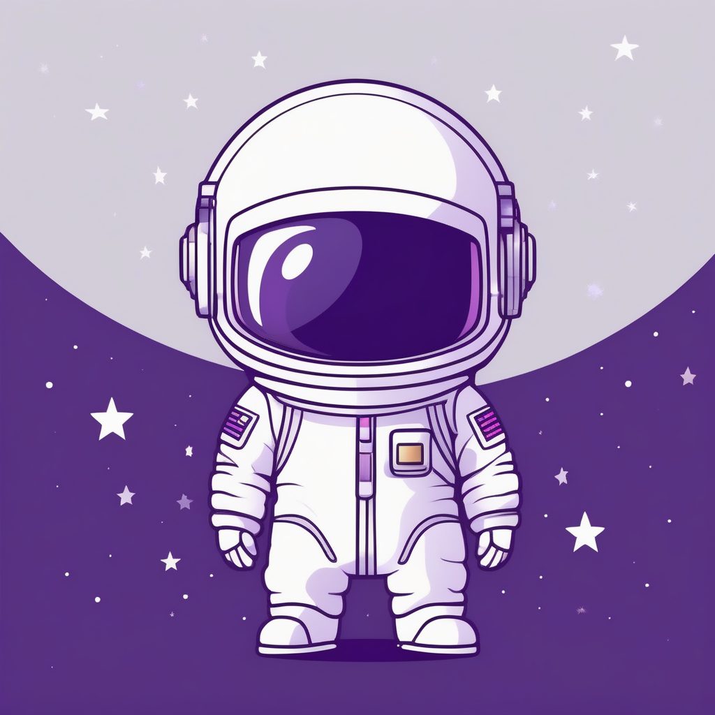 卡哇伊Q版：紫色纯色背景下的极简宇航员少年