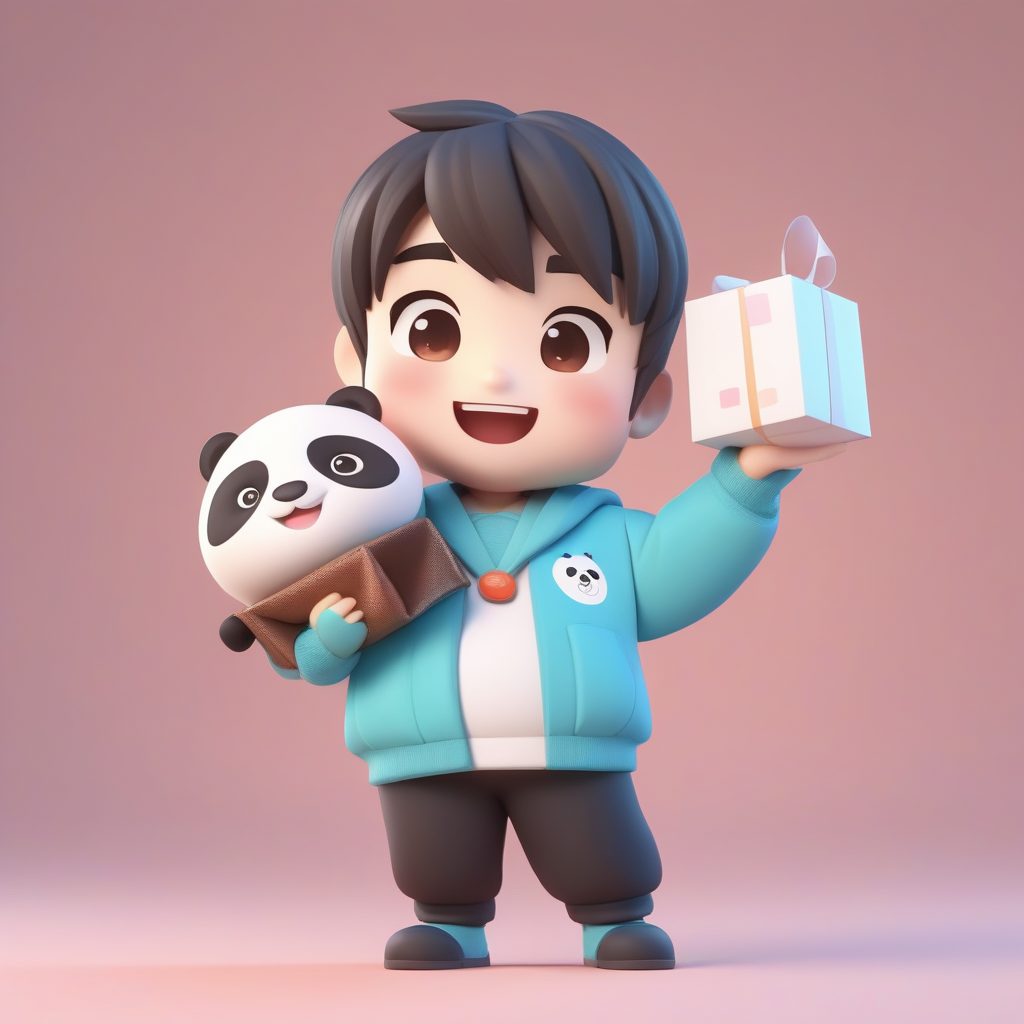 可爱3D盲盒风:极简Q版熊猫外卖男孩全身立绘 1 可爱3D盲盒风:极简Q版熊猫外卖男孩全身立绘