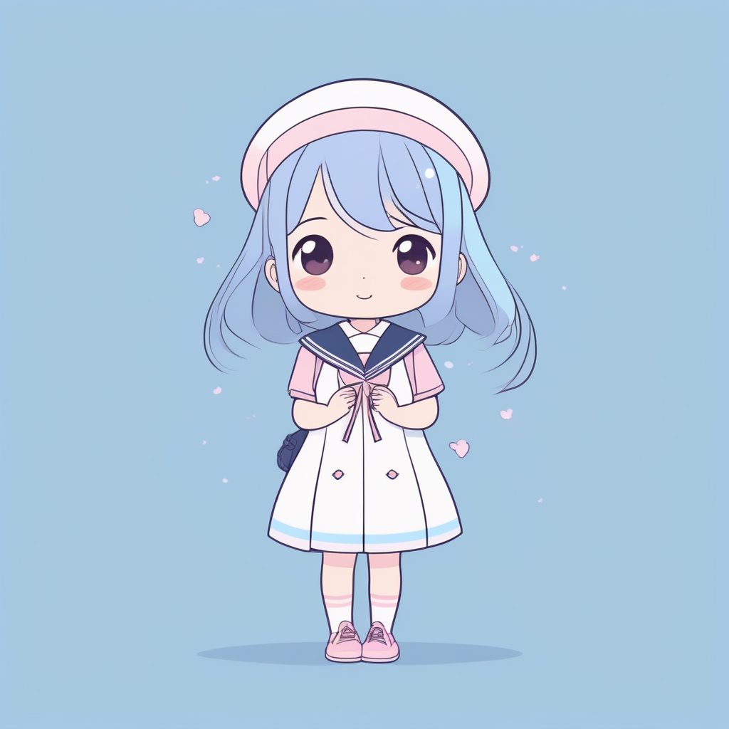 可爱的水手服：海洋主题Q版粉彩插画