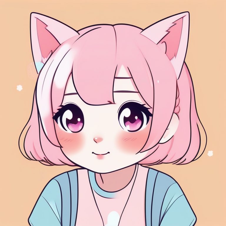 可爱二次元猫耳少女极简肖像