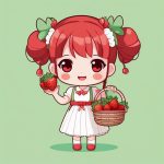 可爱极简风Q版草莓裙女孩 2D插画动漫提示词 3 ke ai ji jian feng q ban cao mei qun nyu hai 2d cha hua dong man ti shi ci