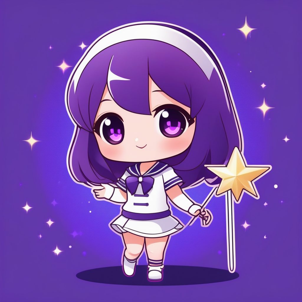 可爱极简风Q版魔法少女全身插画AI提示词优化指南